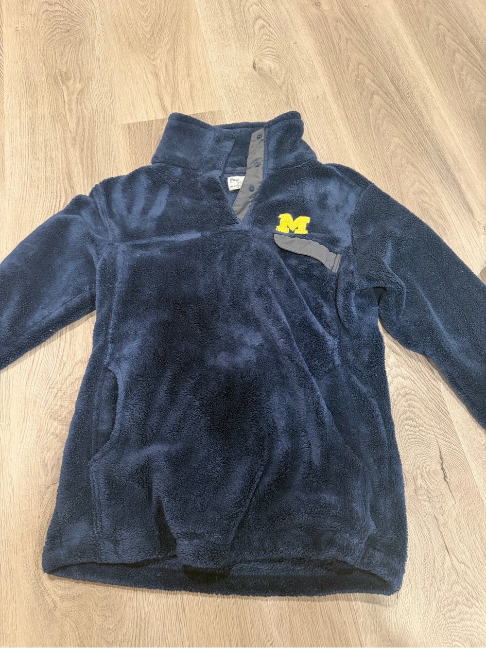 Knights Apparel Navy Sherpa Michigan Fleece Pullover